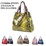 Bolso de piel con acabado serpiente