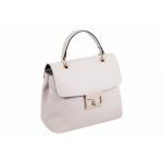 Bolso de piel tipo maleta con cierre de broche.