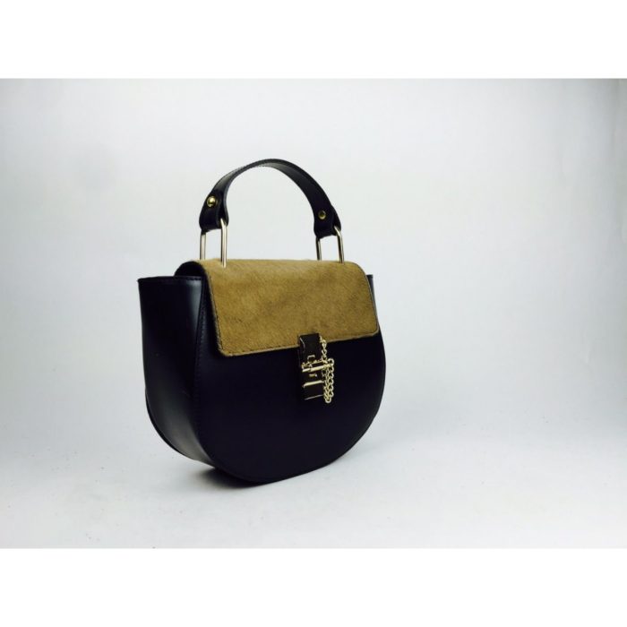 Bolso de piel con solapa animal