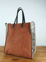 Bolso Shopper de piel para mujer con estampado lateral