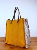 Bolso Shopper de piel para mujer con estampado lateral