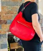 Bolso Hobo de Piel con Cremallera Delantera