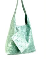 Bolso piel con efecto trenzado