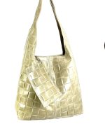 Bolso piel con efecto trenzado