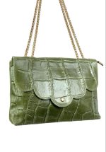 Bandolera de piel y cadena dorada