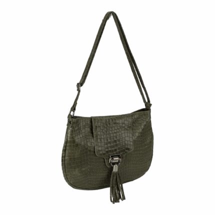 Bandolera piel con efecto de escama de serpiente