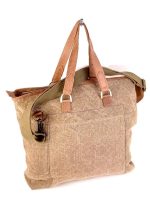 Bolso bandolera de lino y piel