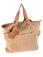 Bolso bandolera de lino y piel