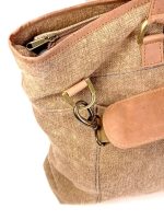 Bolso bandolera de lino y piel