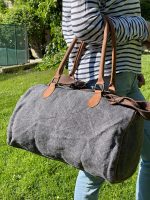 Bolso de viaje de lino y piel