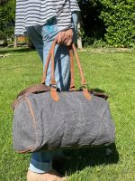 Bolso de viaje de lino y piel