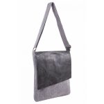 Bandolera de lino con solapa de piel