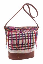 Bandolera de lino y polipiel