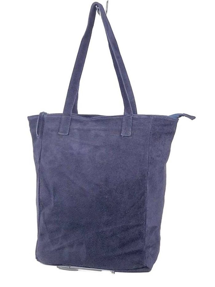 Bolso shopper de piel con acabado serraje