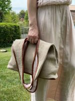 Bolso de lino con tres compartimentos