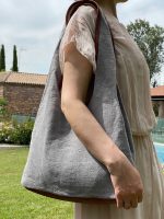 Bolso de lino con tres compartimentos