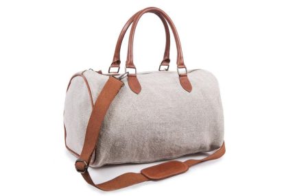 Bolso de viaje de lino y piel