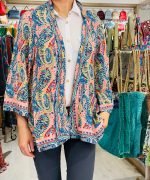 Kimono corto étnico manga larga