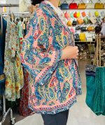 Kimono corto étnico manga larga