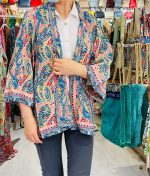 Kimono corto étnico manga larga