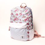 Mochila escolar flores y rallas