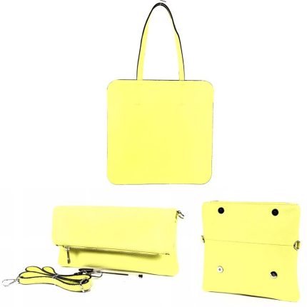 Bolso plano de piel con bolso interior