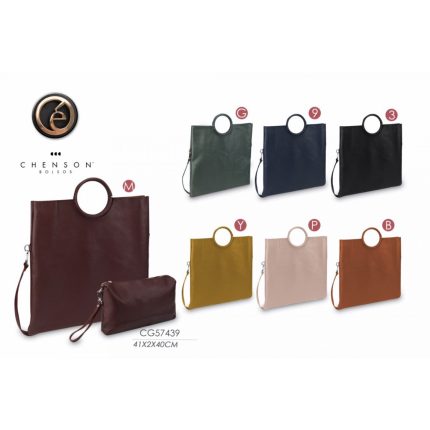 Bolso de mano de cuero natural