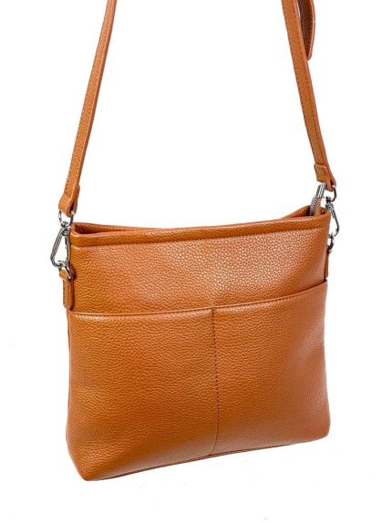 Bandolera polipiel con 2 bolsillos frontales