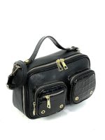 Bandolera piel con bolsillos frontales