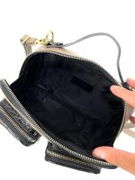 Bandolera piel con bolsillos frontales