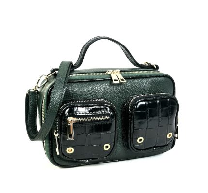 Bandolera piel con bolsillos frontales