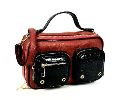 Bandolera piel con bolsillos frontales