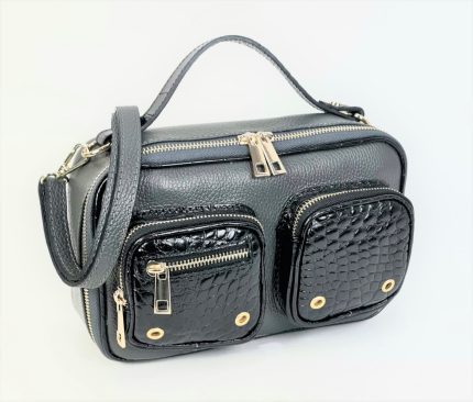 Bandolera piel con bolsillos frontales