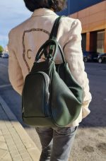 Mochila bolso cuero con dos compartimentos