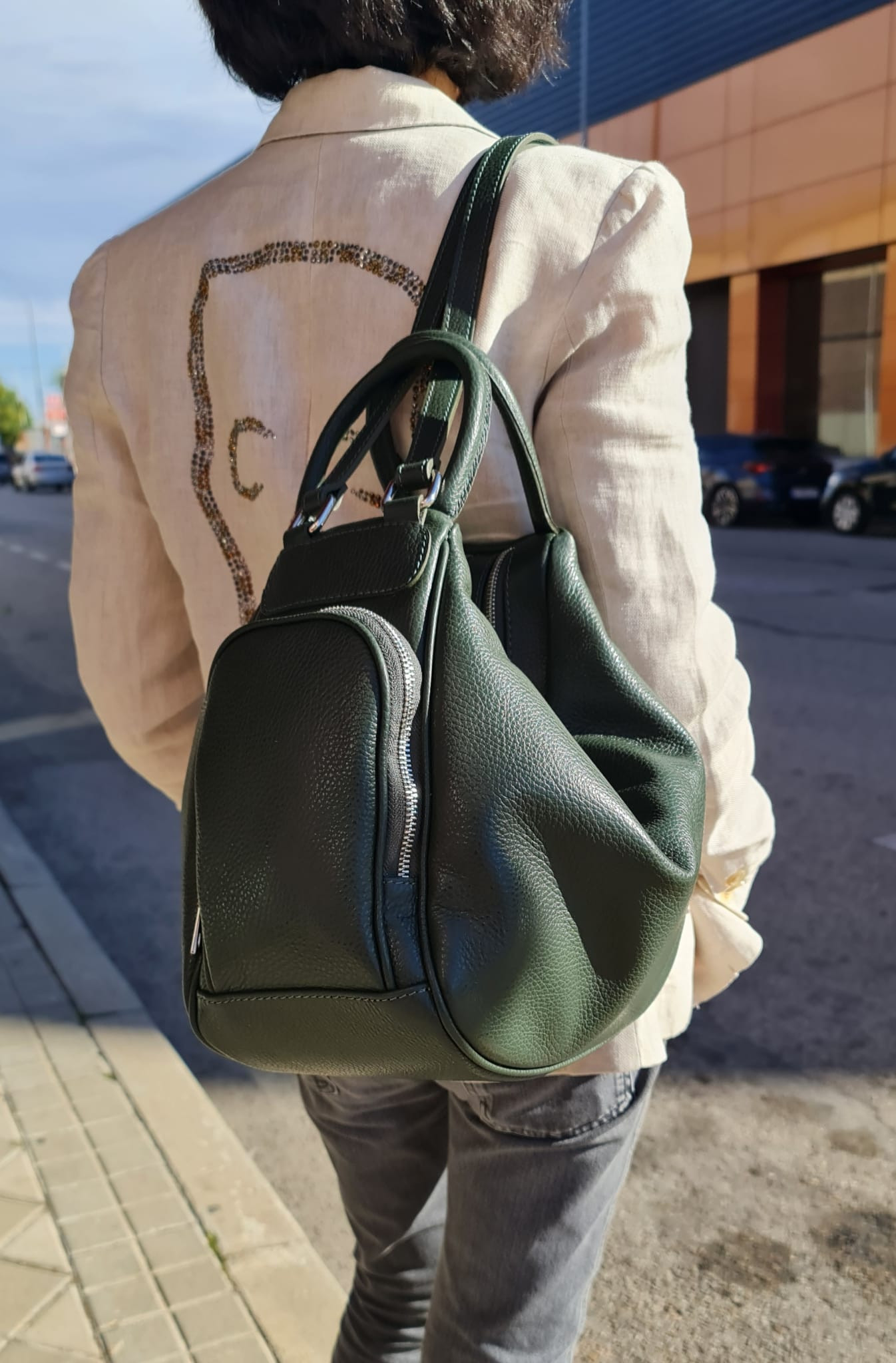 Mochila bolso cuero con dos compartimentos Mochila bolso cuero con dos compartimentos