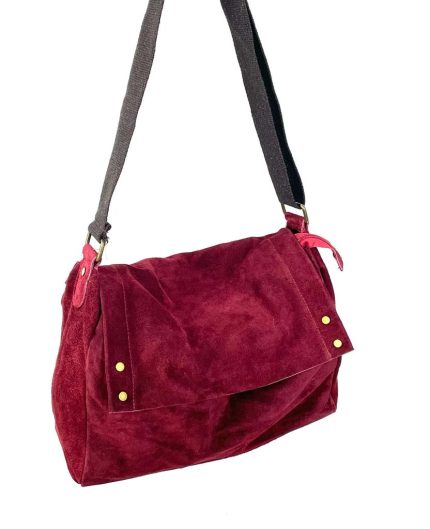 Bandolera de piel serraje con solapa