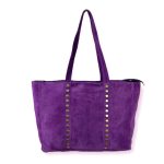 Bolso Shopper de Piel Serraje con Tachuelas y Asas Largas