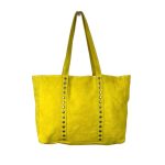 Bolso Shopper de Piel Serraje con Tachuelas y Asas Largas