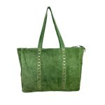 Bolso Shopper de Piel Serraje con Tachuelas y Asas Largas