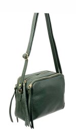 Bandolera de piel con tres bolsillos