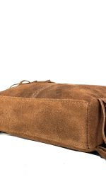 Bolso Bandolera de Piel de Serraje con Flecos Decorativos para Mujer