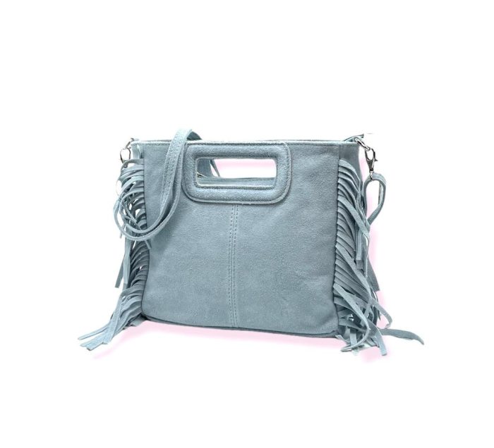 Bolso Bandolera de Piel de Serraje con Flecos Decorativos para Mujer