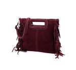 Bolso Bandolera de Piel de Serraje con Flecos Decorativos para Mujer