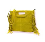 Bolso Bandolera de Piel de Serraje con Flecos Decorativos para Mujer