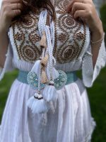 Vestido largo hippie con volantes y bonito diseño