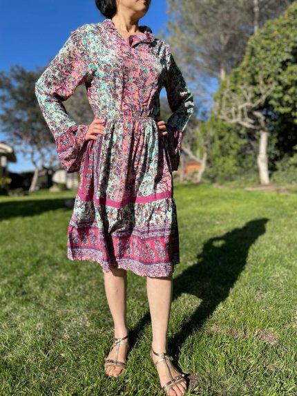 Vestido corto tipo boho multicolor