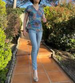 Blusa manga corta multicolor