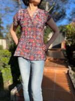 Blusa manga corta multicolor