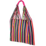 Bolso Saco de Algodón Multicolor para Mujer con Cierre de Cremallera