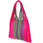 Bolso Saco de Algodón Multicolor para Mujer con Cierre de Cremallera